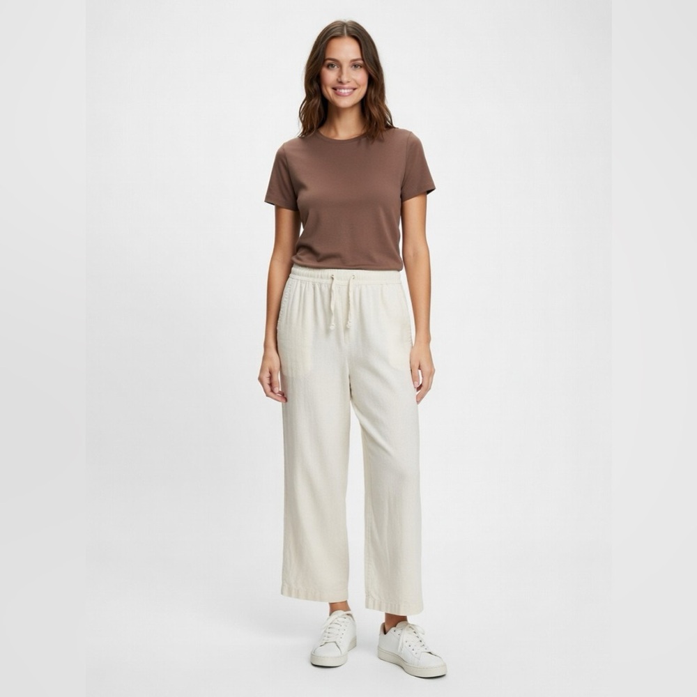 Women's Cream Wide-Leg Pants